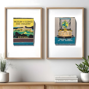 Retro Matchbook Art Prints | Unique Chicago Wall Decor | Set of Prints | Museum of science and industry