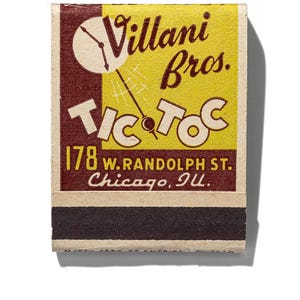 Cocktail Hour Nostalgia Matchbook Art | Set of 2 Prints | Chicago&#39;s Tic-Toc Lounge | Cool Bar Decor