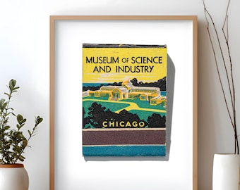 Retro Matchbook Art Prints | Unique Chicago Wall Decor | Set of Prints | Museum of science and industry