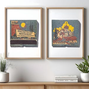Vintage Chicago Matchbook Photography | Set of Prints | The Italian Village Restaurant - Chicago | Unique Home Decor Wall Art