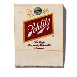 Schlitz beer vintage matchbook art print, The Beer That Made Milwaukee Famous