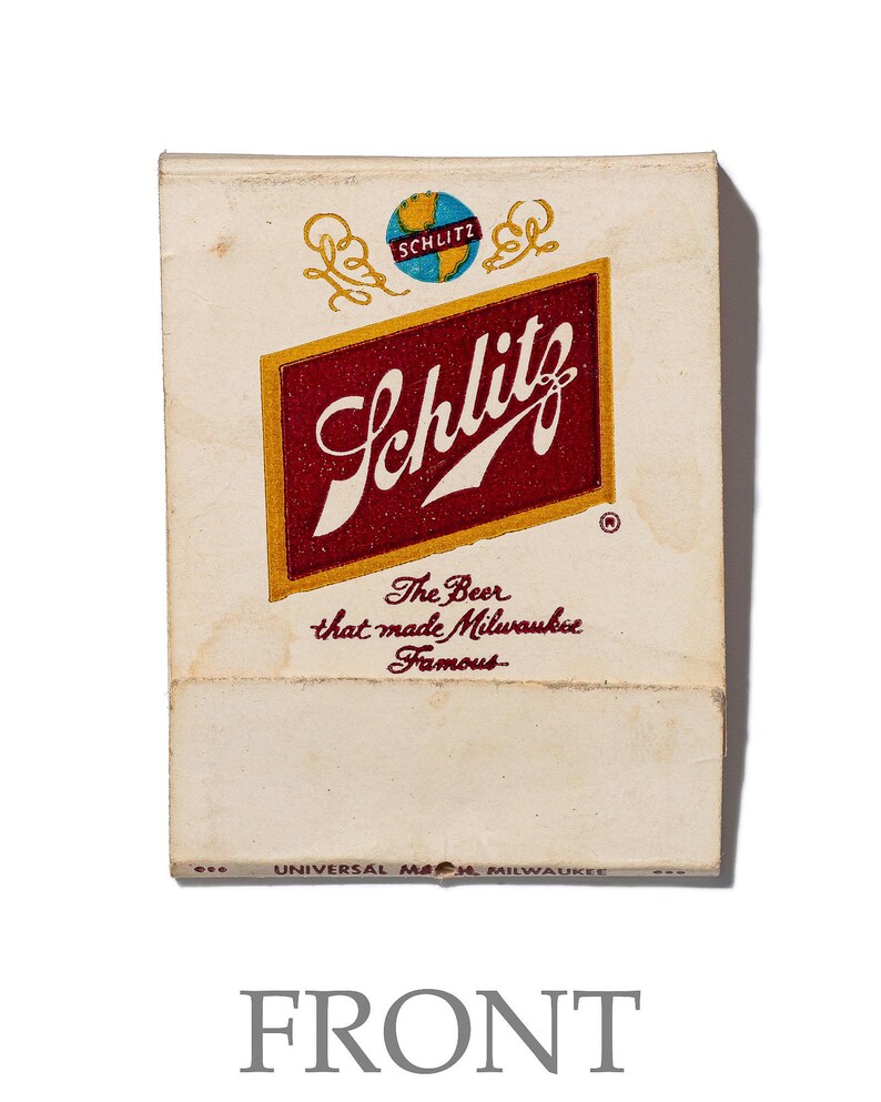 Schlitz beer vintage matchbook art print, The Beer That Made Milwaukee Famous