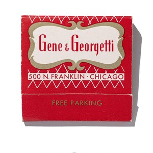 Gene and Georgetti Chicago steakhouse vintage matchbook art print