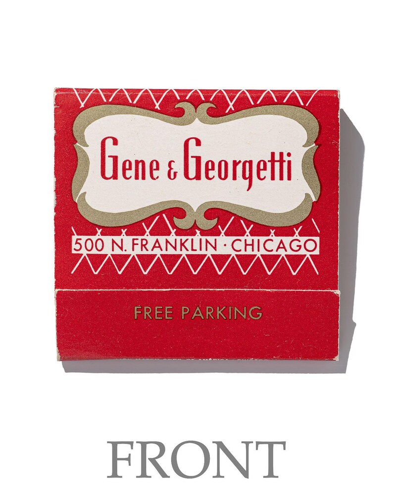 Gene and Georgetti Chicago steakhouse vintage matchbook art print