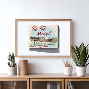 May include: Vintage postcard advertising the Tip-Top Motel in Chicago, Illinois. The postcard features a colorful illustration of the motel building with the address 6060 Lincoln Avenue.