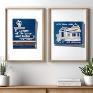 Industrial Matchbook Art - Museum of Science and Industry, Chicago - Set of 2 Prints | Home Decor | Unframed Wall Art | Chicago Photography