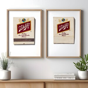 Schlitz beer vintage matchbook art print, The Beer That Made Milwaukee Famous