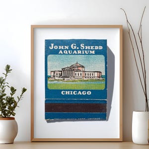 Art rétro charmant d'allumettes de Chicago - aquarium Shedd, Chicago - lot de 2 photos | Cadeau unique de Chicago | Décoration murale sans cadre image 1