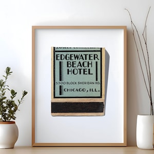 Vintage Matchbook Photographs | Set of Prints | Edgewater Beach Hotel Chicago - 1 | | Home Decor | Unframed Wall Art