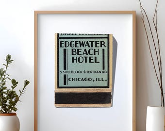 Vintage Matchbook Photographs | Set of Prints | Edgewater Beach Hotel Chicago - 1 | | Home Decor | Unframed Wall Art
