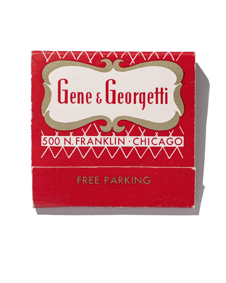 Gene and Georgetti Chicago steakhouse vintage matchbook art print