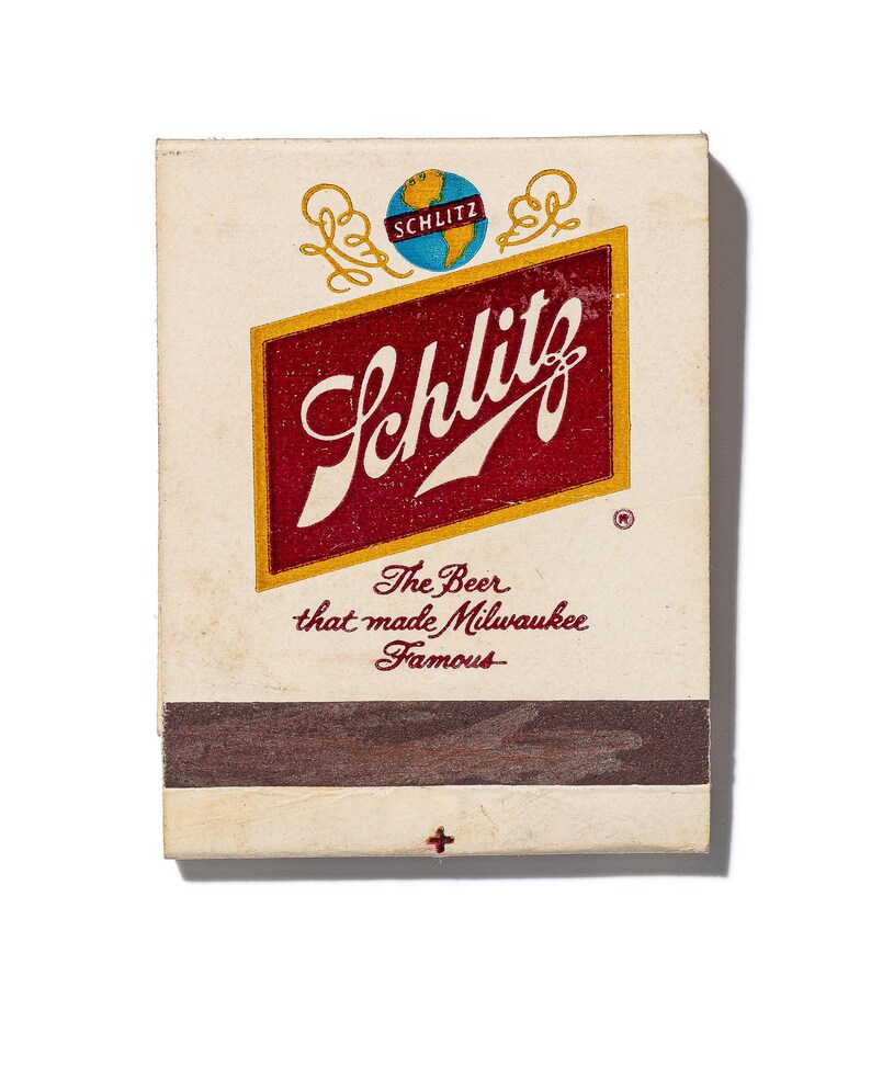 Schlitz beer vintage matchbook art print, The Beer That Made Milwaukee Famous