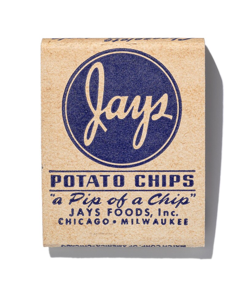 Jays Popcorn and Potato Chips vintage matchbook art print