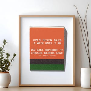 Gino's East Chicago deep dish pizzeria vintage matchbook art print