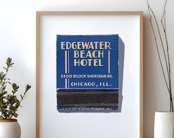 art vintage d'allumettes de Chicago | Ensemble d'impressions | Hôtel Edgewater Beach à Chicago - 2 | Décoration murale sans cadre