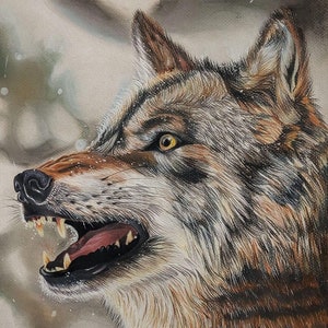 Wolf print wall decor/wolf art/Timber wolf drawing/wolf drawing/animal art/snowy wolf/animal print/wolves