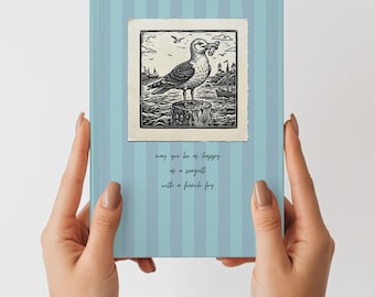 Gratitude Journal, Gifts for women who have everything, Seagull Hardcover Linocut Print Notebook