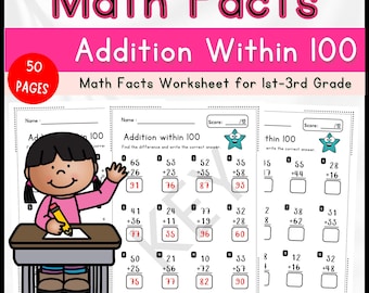 2 Digit Addition Within 100 Math Worksheet | Printable Addition Practice | Elementary Math Activity | Homeschool & Classroom Resource