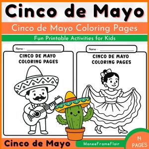 Cinco de Mayo Coloring Pages for Kids | Printable Cinco de Mayo Activities | Instant Download