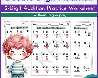 Double Digit Addition Worksheet | Without Regrouping | 2-Digit Math Practice for 2nd Grade | Printable PDF | No Carrying