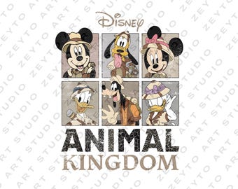Retro Disney Animal Kingdom Mickey and Friends png, Disney Mickey Safari png, Vintage Safari-modus
