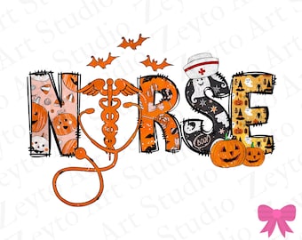 Funny Nurse Halloween SVG PNG, Scary Nurse Shirt Design, Cute Halloween Nurse Clipart, Medical Halloween Digital Download Design