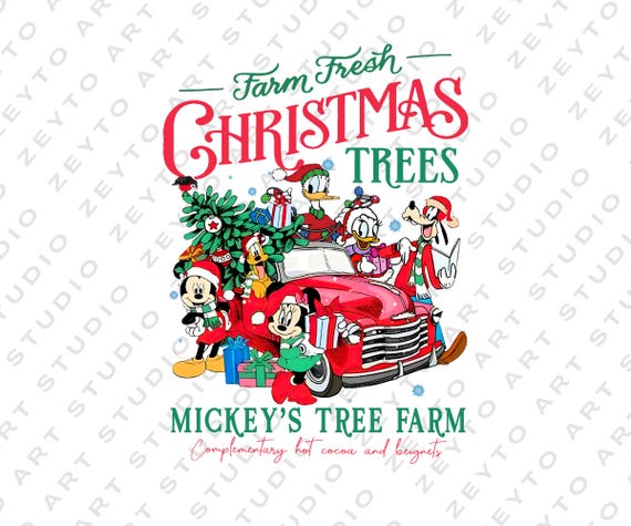 Retro Disney Farm Fresh png svg design, Mickey's Tree Farm, Mickey And Friends Christmas, Christmas Disney Family, Christmas Gift