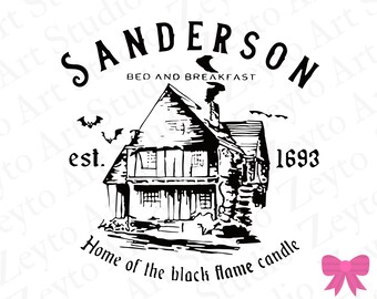 Sanderson House Halloween PNG SVG | Spooky Haunted Witch House Digital Art | Instant Download Printable for Shirts Mugs Stickers