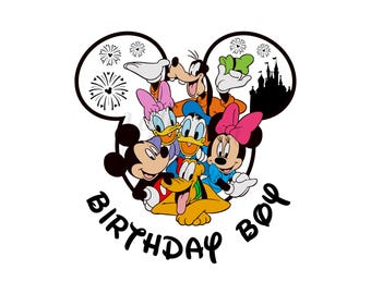 Mickey Mouse Birthday Boy SVG PNG | Cute Cartoon Birthday Clipart | Magical Party Design for Shirts, Mugs, Stickers & Sublimation