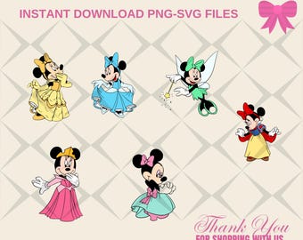 Minnie Mouse Png Svg, Minnie Mouse per Cricut, Minnie Mouse Principessa png svg, Minnie Mouse Png, Disney png, Topolino e Amici png svg