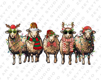 Pecora di Natale png, Regalo di Natale carino png, Estetica preppy png, Contadino carino png, Regalo per gli amanti delle pecore