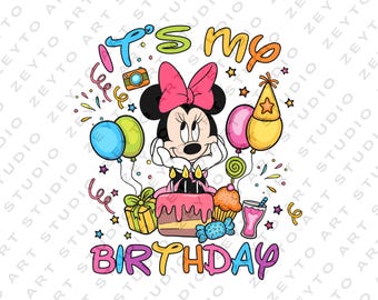 É meu aniversário Minnie Mouse png,Aniversariante png Com Minnie, Disney Kids png para festa de aniversário,Disney png,png Aniversário png