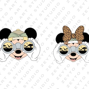アニマル キングダム バンドル SVG、ファミリー サファリ ツアー SVG、ヒョウ マウス ヘッド SVG、サファリ トリップ SVG、アニマル キングダム SVG、昇華用 PNG ファイル、ZAS