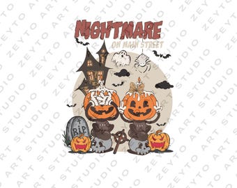 Nightmare On Main Street Png, Retro Halloween Png, Spooky Vibes Png, Trick Or Treat Png, Halloween Masquerade, Halloween Png