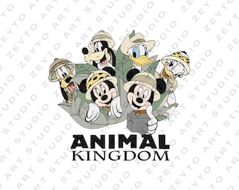Animal Kingdom PNG SVG, diseño de camiseta de vacaciones de safari, clipart de Mickey Mouse y sus amigos, sublimación PNG de Let's Get Wild, modo safari vintage