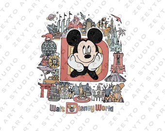 Mouse Cartoon Character Png, Mouse Head And Castle Watercolor Png Clipart, Mouse Cartoon Shirt Template Png, Instant Digital Download
