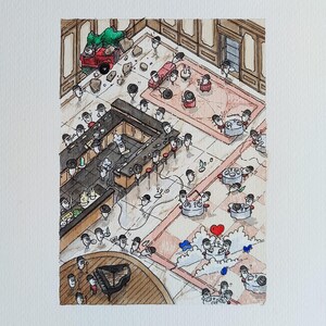 Cuadro original pintado a mano en acuarela - 'Cuando el ruido cesa'