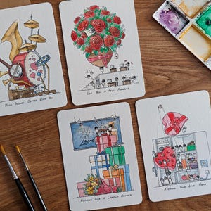 Cartão pintado à mão aguarela - Postal Dia dos Namorados