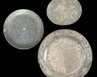 Vintage, 1800’s, Pewter, Lead, Tin Plates, Set of 3