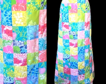 Vintage, 1960s, 1970s Lilly Pulitzer, Patchwork Maxi Skirt, Size Medium