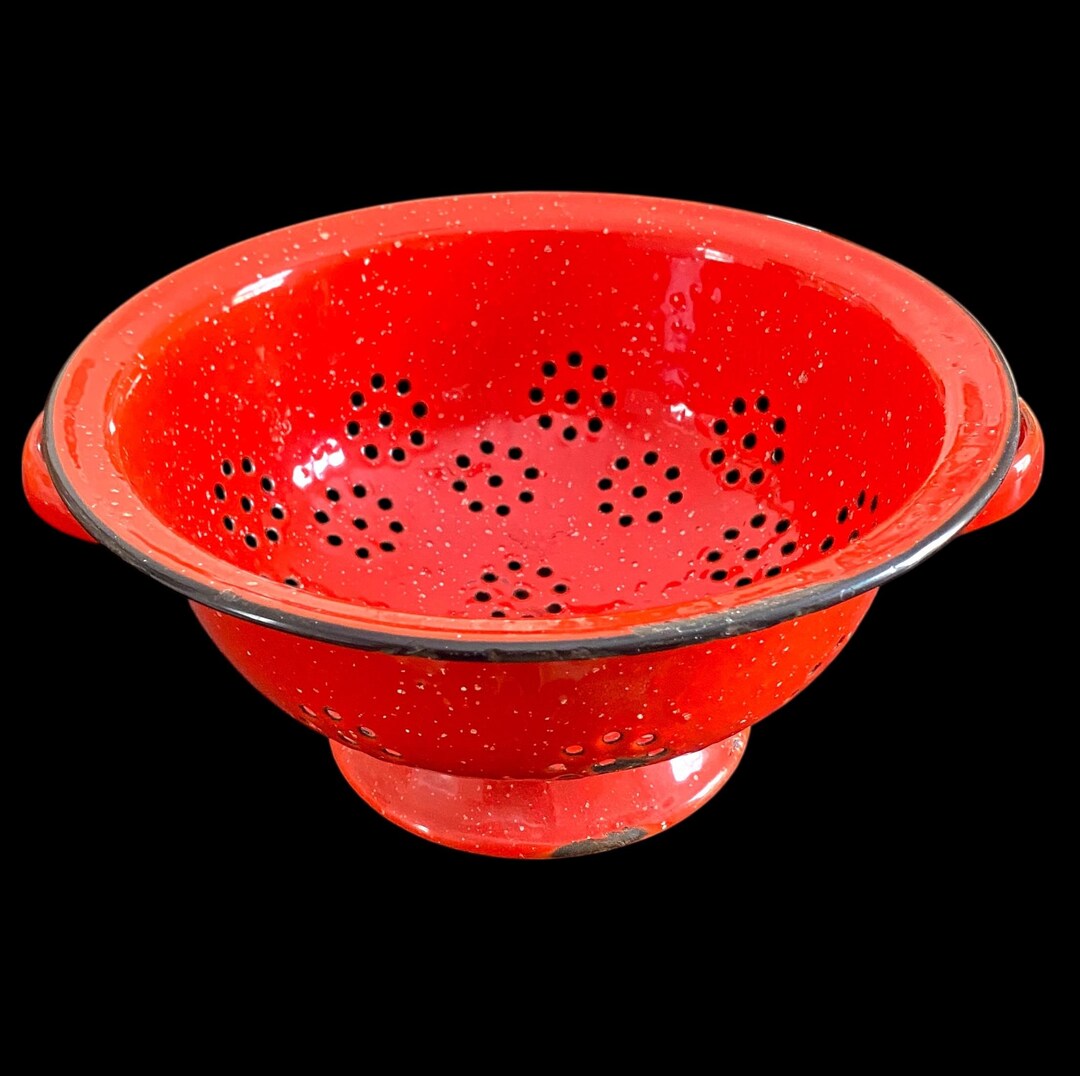 Vintage, 1950s, Red, Speckled, Enamel, Colander - Etsy
