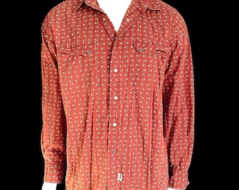Vintage, 1990s, Mens, RRL, Double RL, Ralph Lauren, Rust, Calico Floral, Size XXL , 2X, Xl