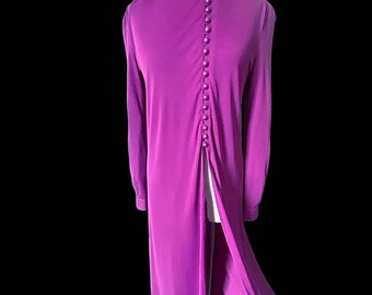 Vintage, 1970s, Purple, Disco Era, Maxi Dress Coat, Size Medium