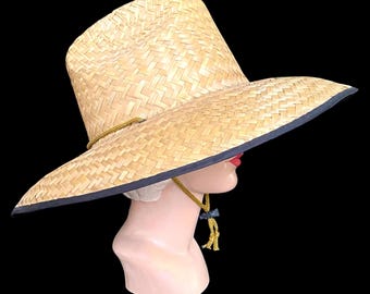 Vintage, Woven Straw, Large Lifeguard Hat, 24"