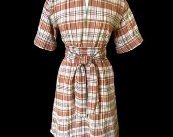 Vintage, 1950s, Plaid, Madras Dress, Size Medium