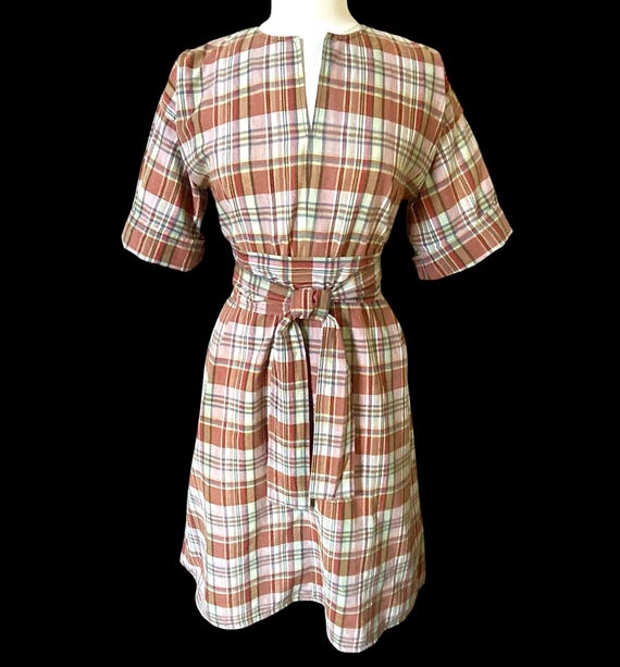 Vintage, 1950s, Plaid, Madras Dress, Size Medium - image 1