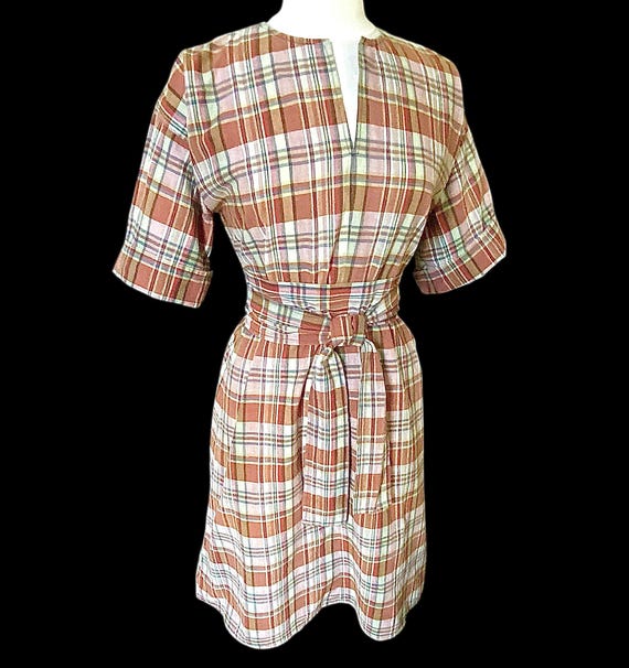 Vintage, 1950s, Plaid, Madras Dress, Size Medium - image 2