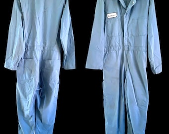 Vintage, 1970s, Blue Coveralls, Jumpsuit, Workwear, Size 44R, XL, XXL,