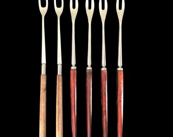 Vintage 1960s, MCM, Fondue Forks, Japan, Set of 6, Mismatched