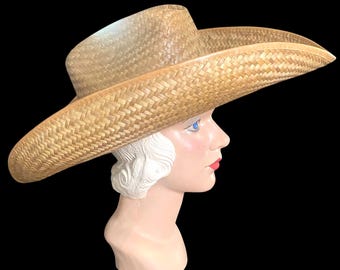 Vintage, 1950s, XL, Straw, Cowboy Hat, 22”